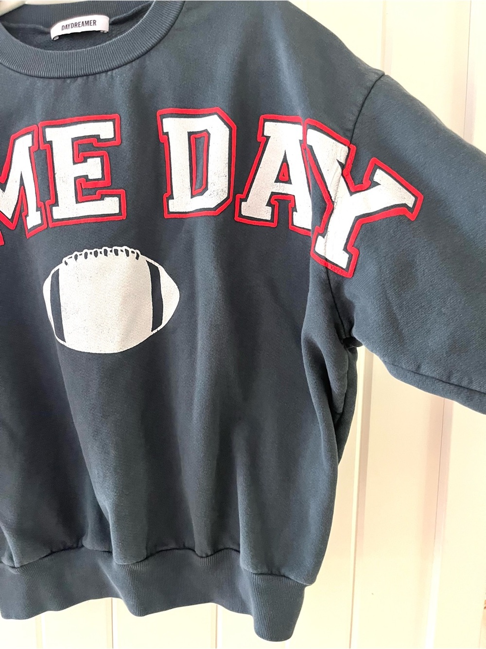 Day Dreamer Navy ‘Game Day’ Oversized Graphic Sweatshirt, Sz XS (P2P 25”) - Picture 5 of 7